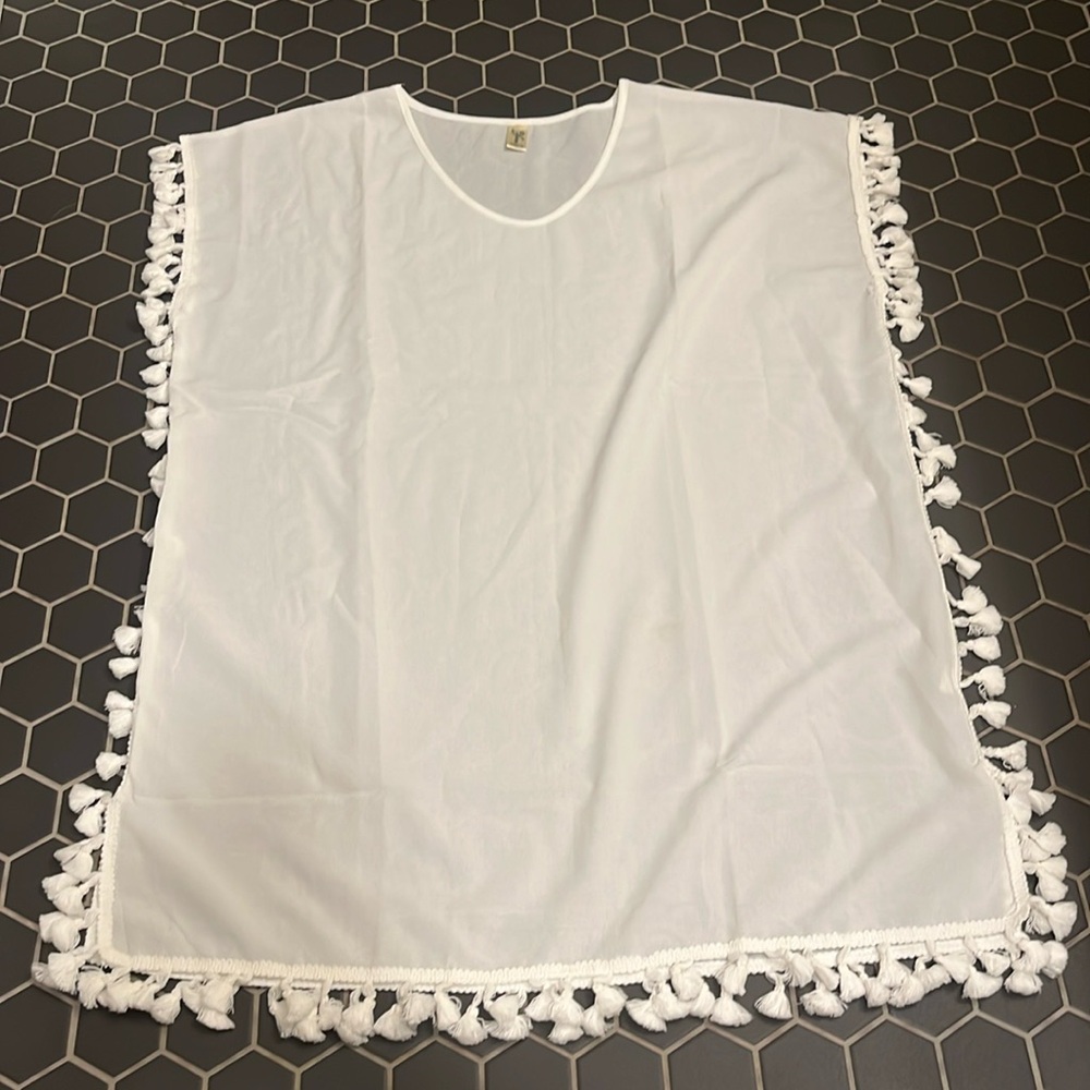 white swimsuit coverup
